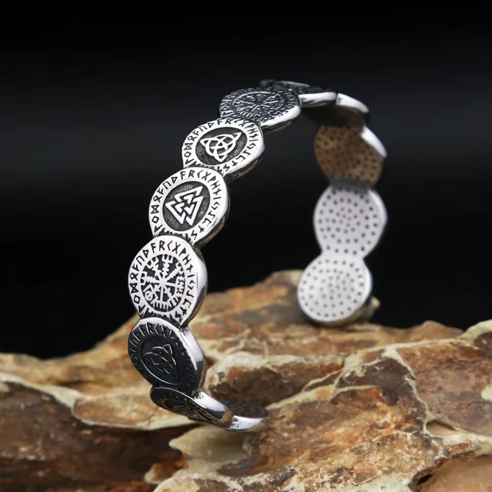 Rune Disc Vegvisir Valknut Bracelet