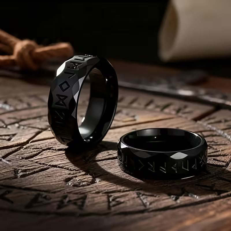 Hammered Futhark Rune Viking Amulet Ring