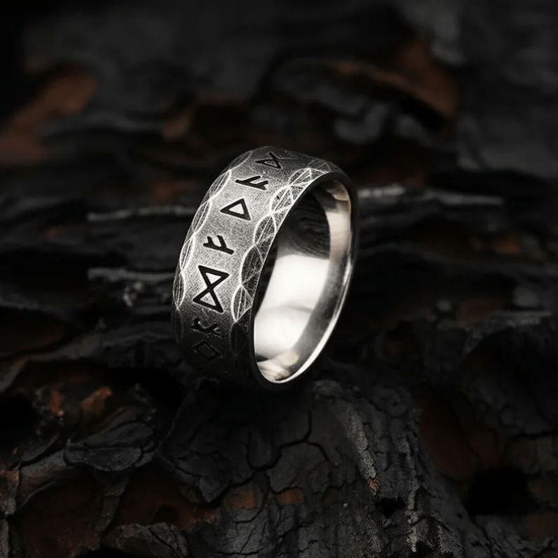 Hammered Futhark Rune Viking Amulet Ring