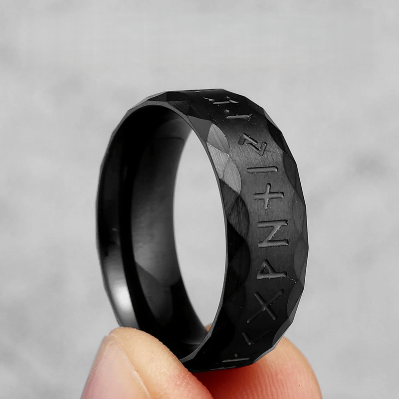 Hammered Futhark Rune Viking Amulet Ring