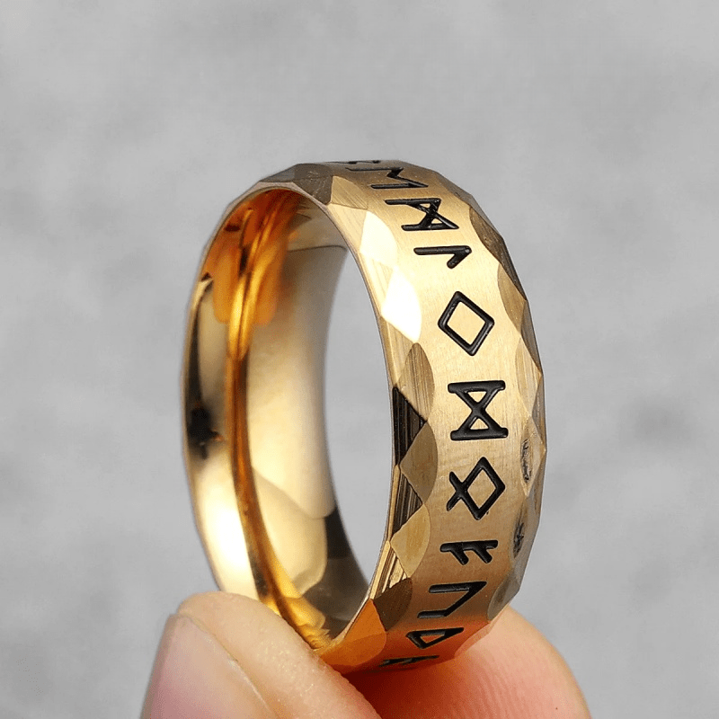 Hammered Futhark Rune Viking Amulet Ring
