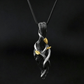 Handcrafted 999 Silver Withered Wood Twisted Vine Gold Leaf Necklace