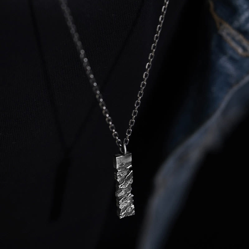 Handcrafted 999 Silver Cracked Mountain Textured Necklace