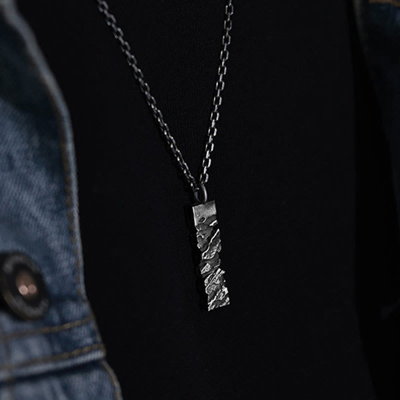 Handcrafted 999 Silver Cracked Mountain Textured Necklace