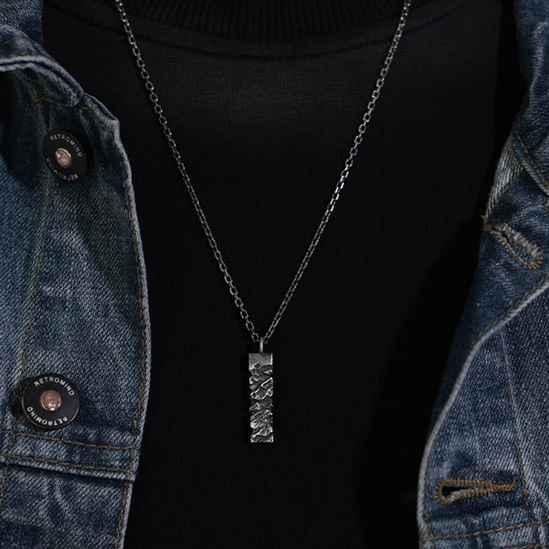 Handcrafted 999 Silver Cracked Mountain Textured Necklace