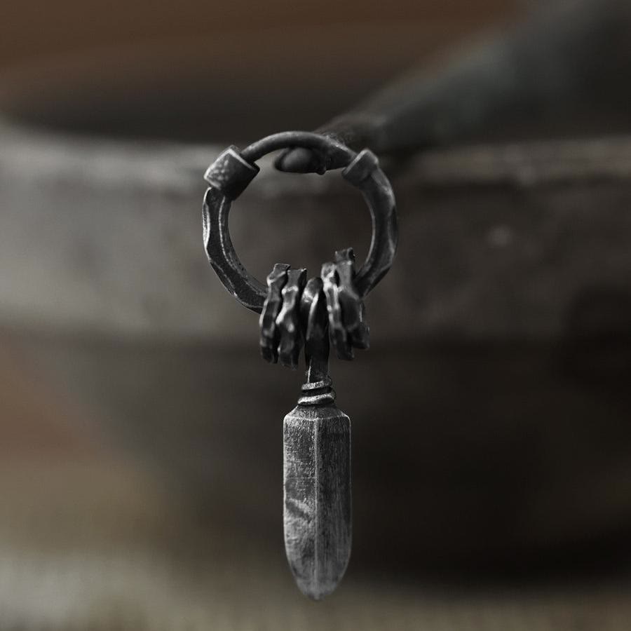 Handcrafted 999 Silver Damocles Sword Hammered Earrings