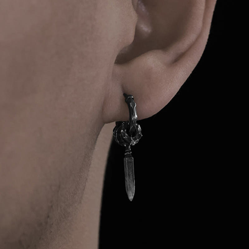 Handcrafted 999 Silver Damocles Sword Hammered Earrings