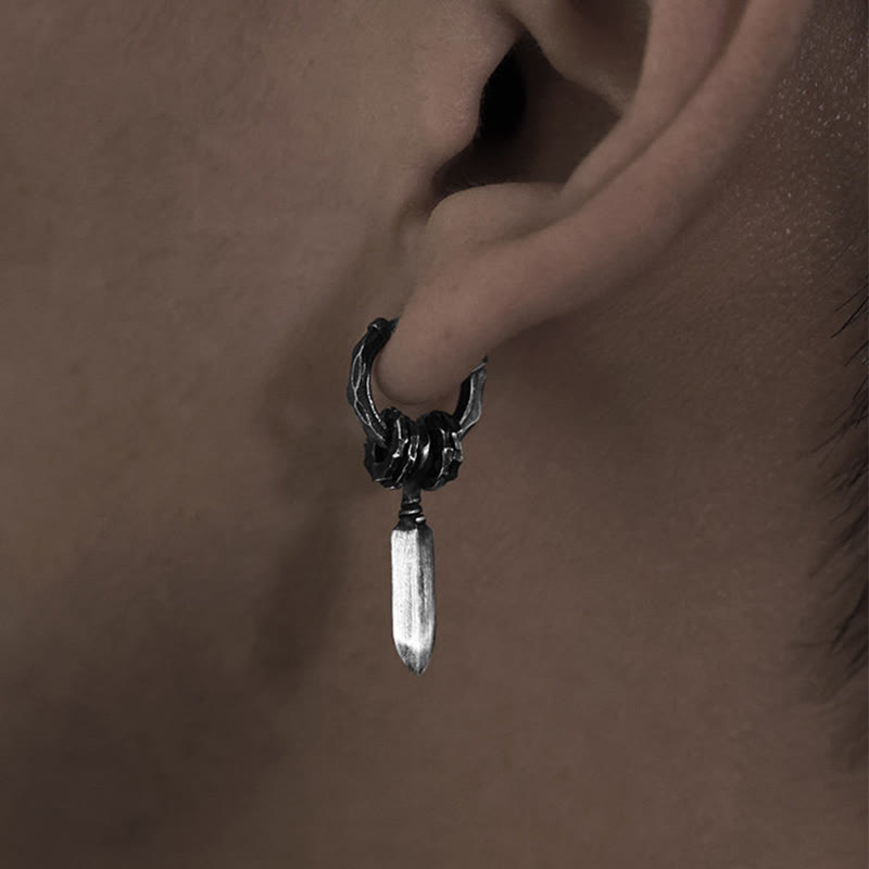 Handcrafted 999 Silver Damocles Sword Hammered Earrings