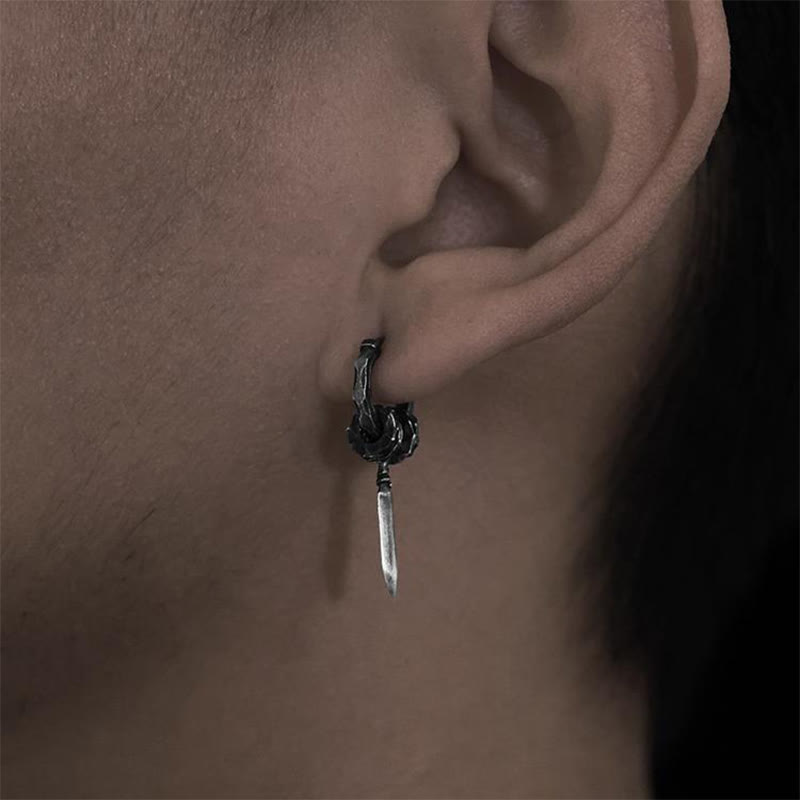 Handcrafted 999 Silver Damocles Sword Hammered Earrings