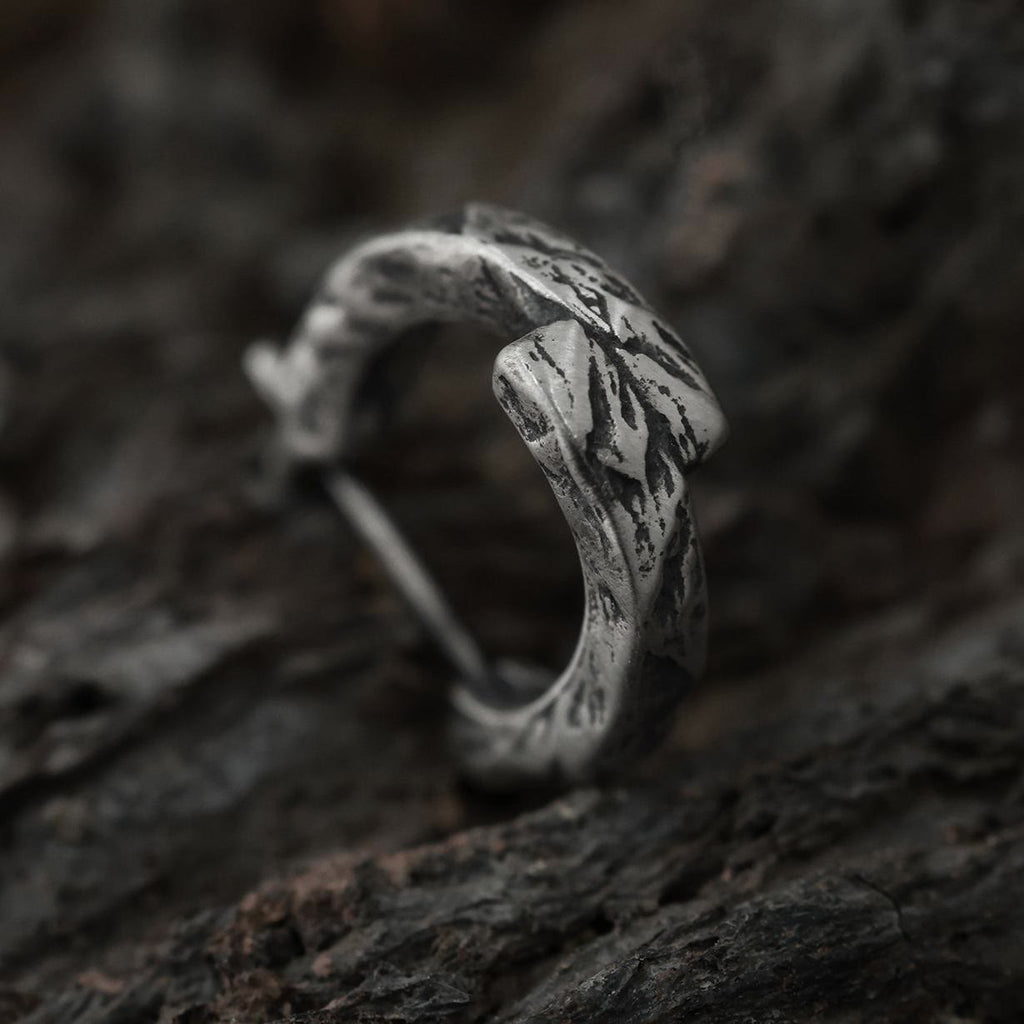 Handcrafted 925 Silver Cracked Rock Earrings