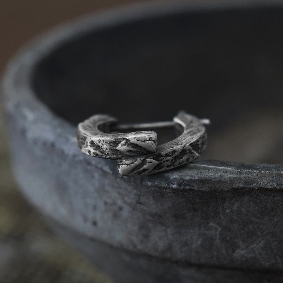 Handcrafted 925 Silver Cracked Rock Earrings