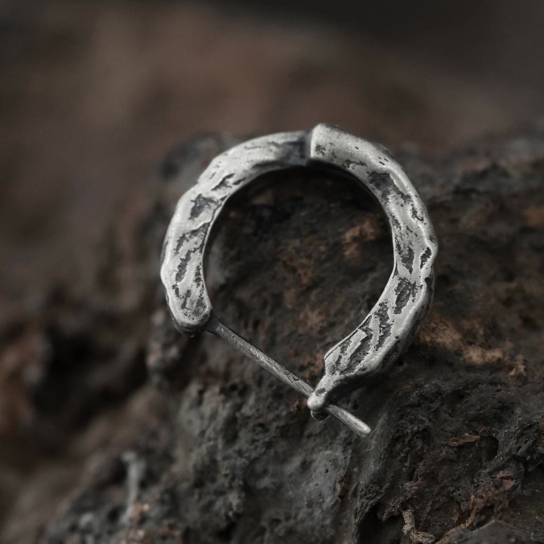 Handcrafted 925 Silver Cracked Rock Earrings