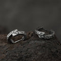 Handcrafted 925 Silver Cracked Rock Earrings