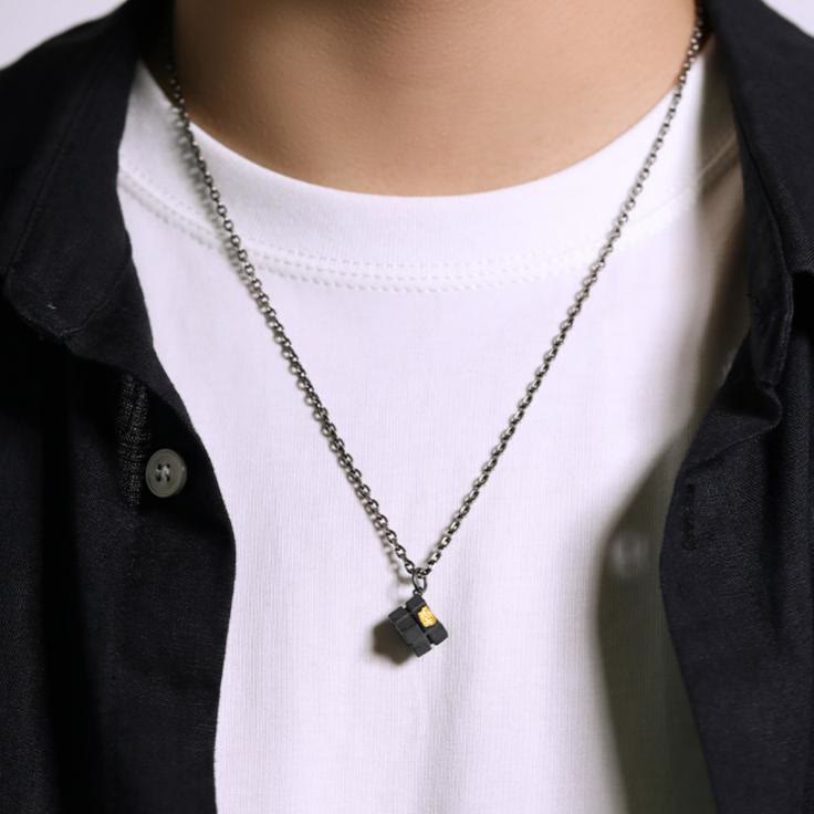 Handcrafted 999 Silver Forged Cube Necklace