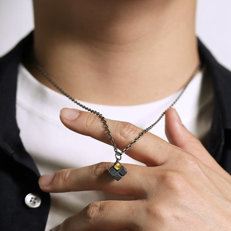 Handcrafted 999 Silver Forged Cube Necklace