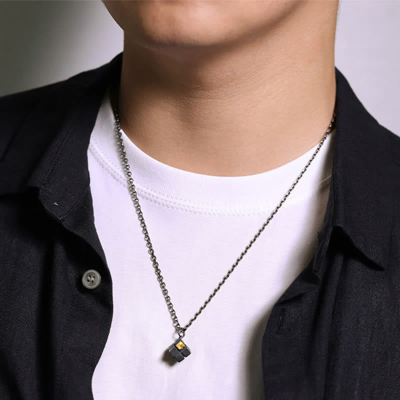 Handcrafted 999 Silver Forged Cube Necklace