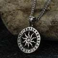 Viking Sun Wheel Rune Pendant Necklace for Men
