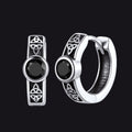 Black Onyx Celtic Knot Huggie Hoop Earrings for Men