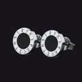 Black Onyx Stud Earrings With Viking Runes in Sterling Silver