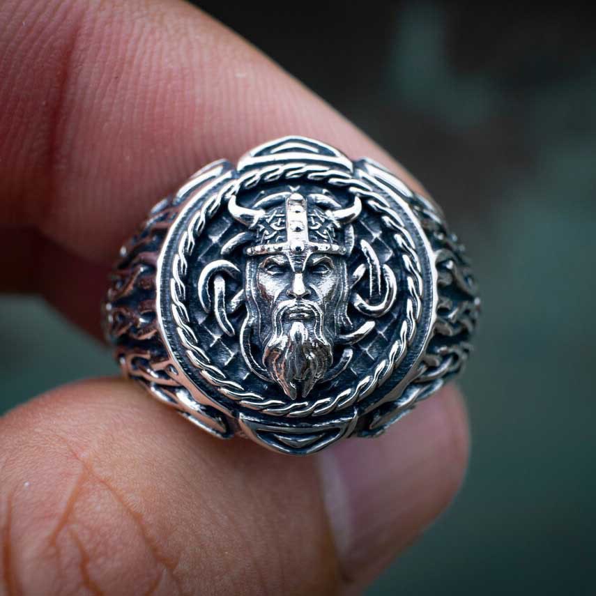 Odin Head Totem Tribal Celtic Knot Ring