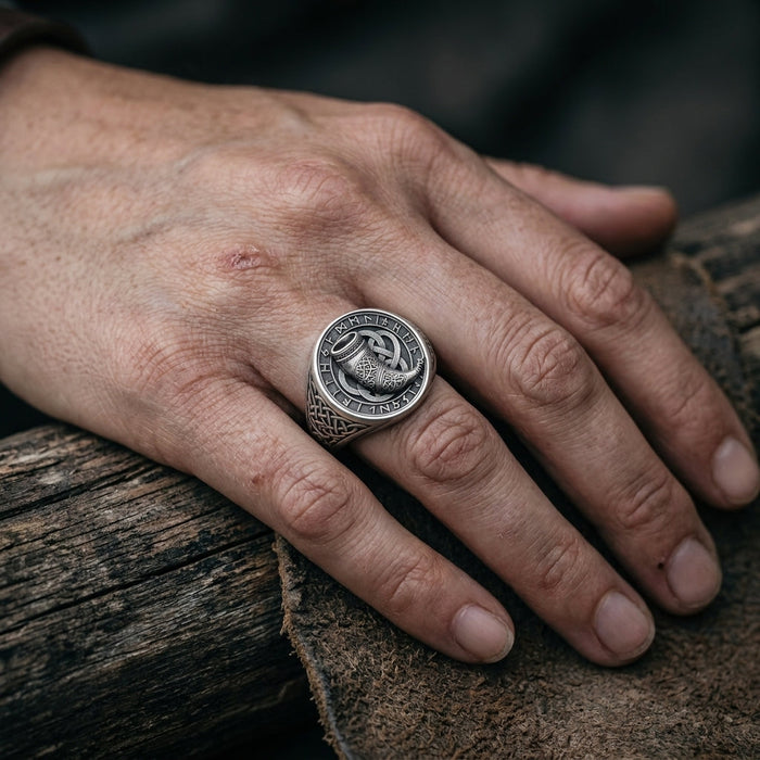 Viking Drinking Horn Signet Ring