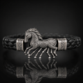 Viking Sleipnir Horse Braided Leather Bracelet