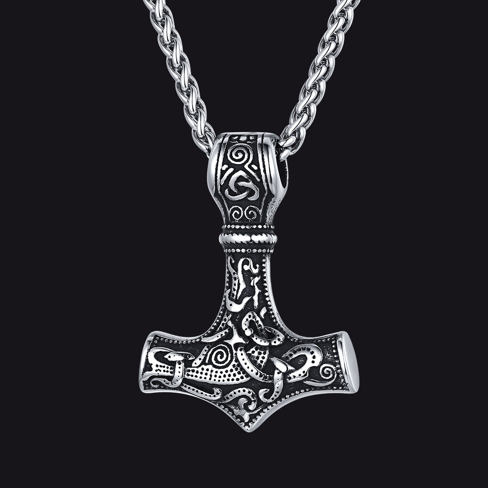 Norse Viking Thor's Hammer Necklace Mjolnir Pendant for Men