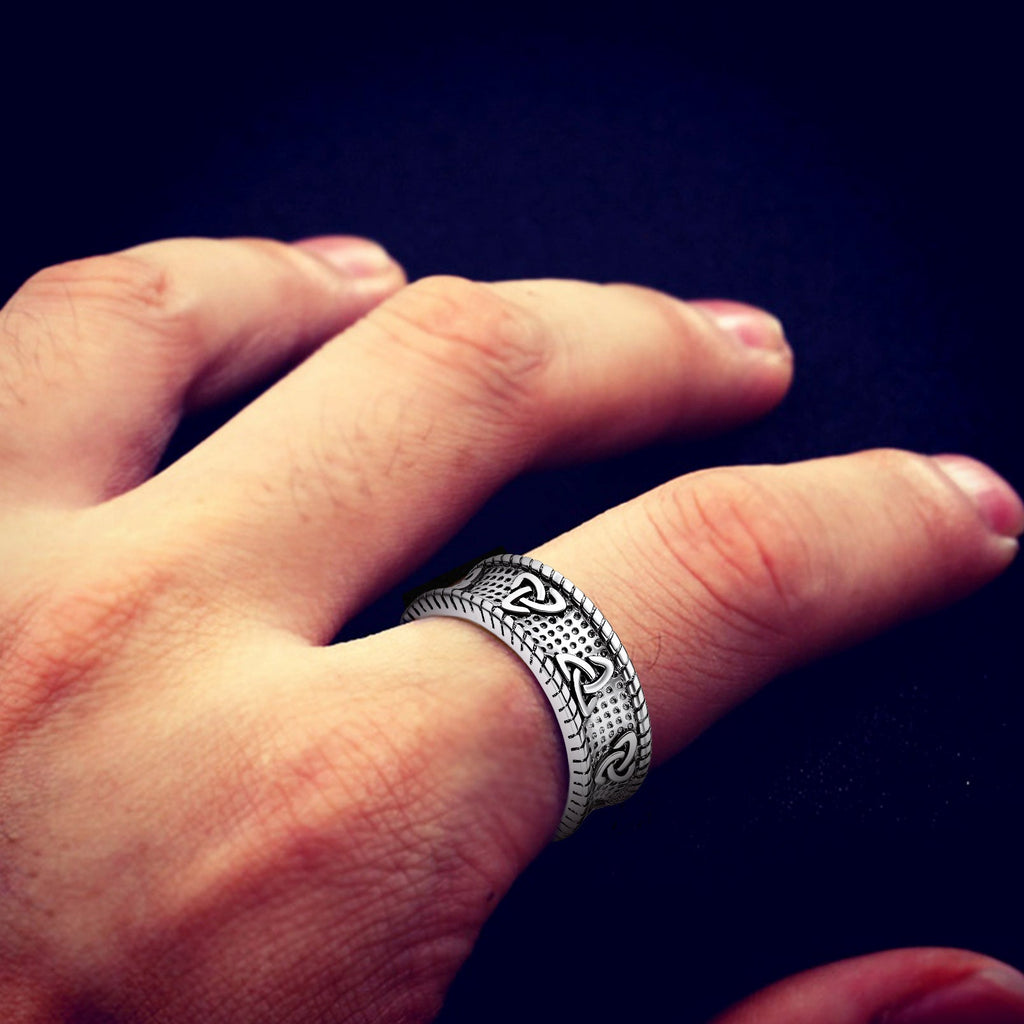 Viking Celtic Knot Stainless Steel Band Ring For Men