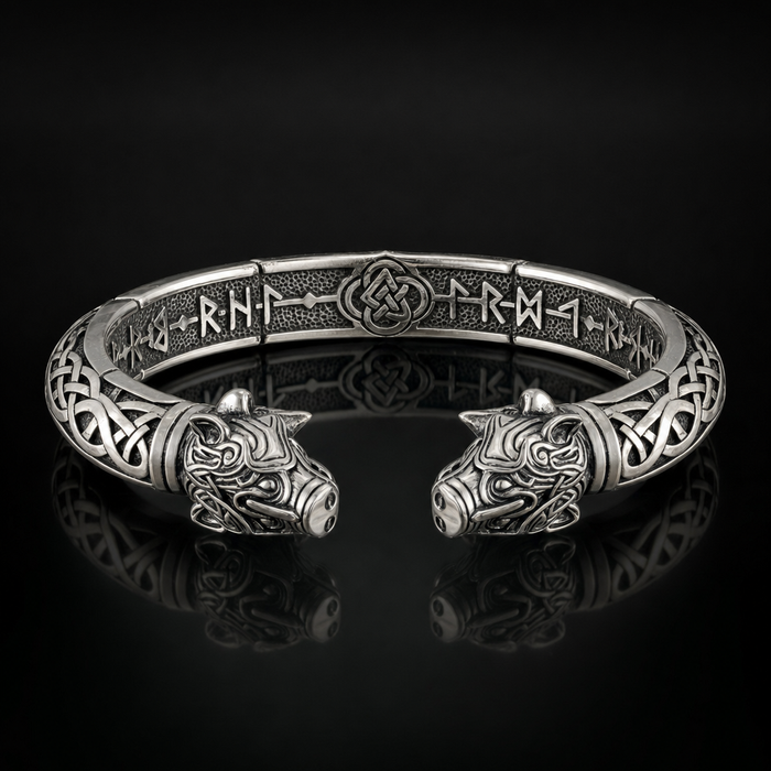Viking Boar Gullinbursti Cuff Bracelet