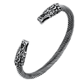 Viking Bracelet Norse Wolf Heads Cuff Bangle For Men