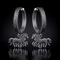 Viking Sleipnir Horse Dangle Hoop Earrings