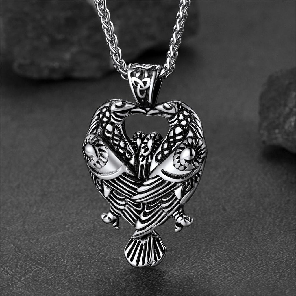 Viking Odin's Ravens Necklace Huginn and Muninn Pendant