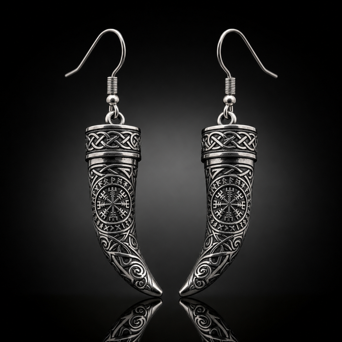 Viking Drinking Horn Dangle Earrings