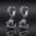 Viking Longship Drakkar Hoop Earrings