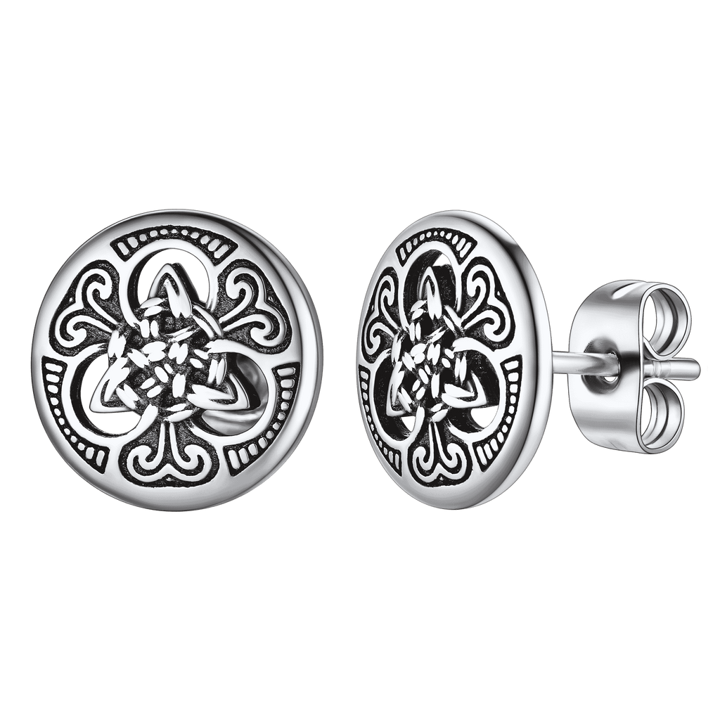 Round Irish Celtic Knot Stud Earrings For Men