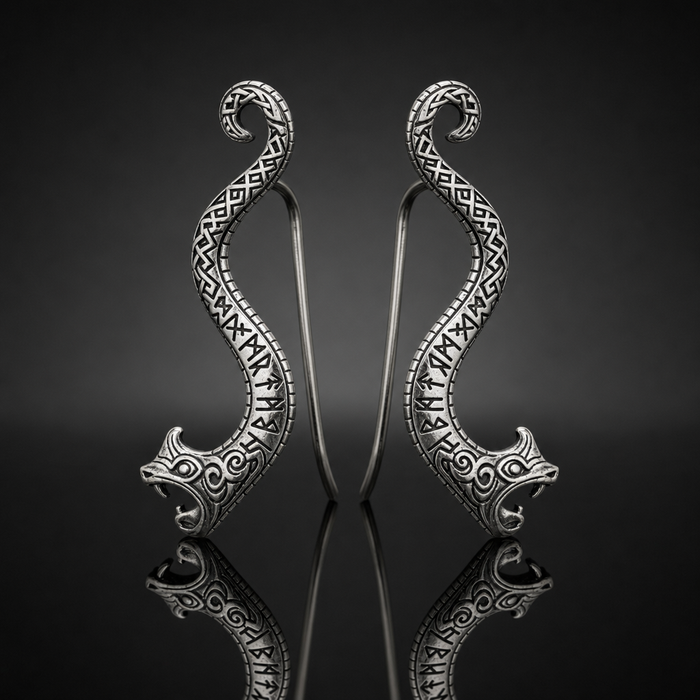 Jörmungandr Serpent Ear Climber Earrings