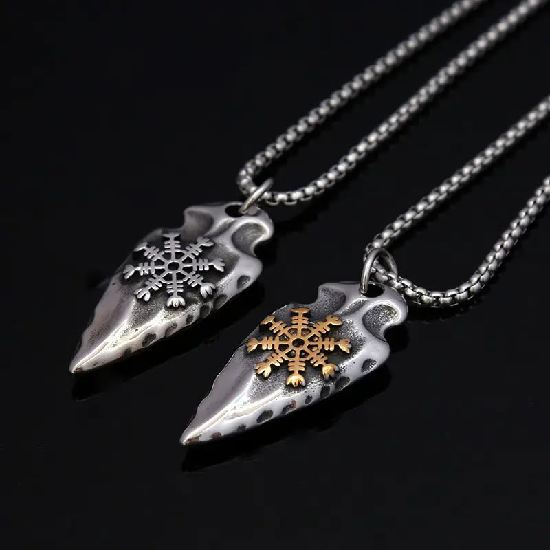 Viking Arrowhead Helm Of Awe Shield Necklace