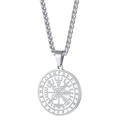 Viking Compass Coin Vegvisir Necklace With Rune