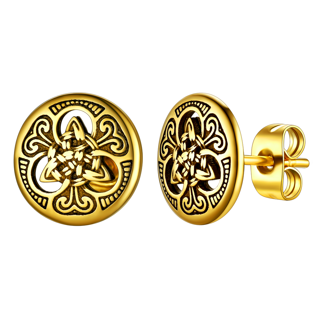 Round Irish Celtic Knot Stud Earrings For Men