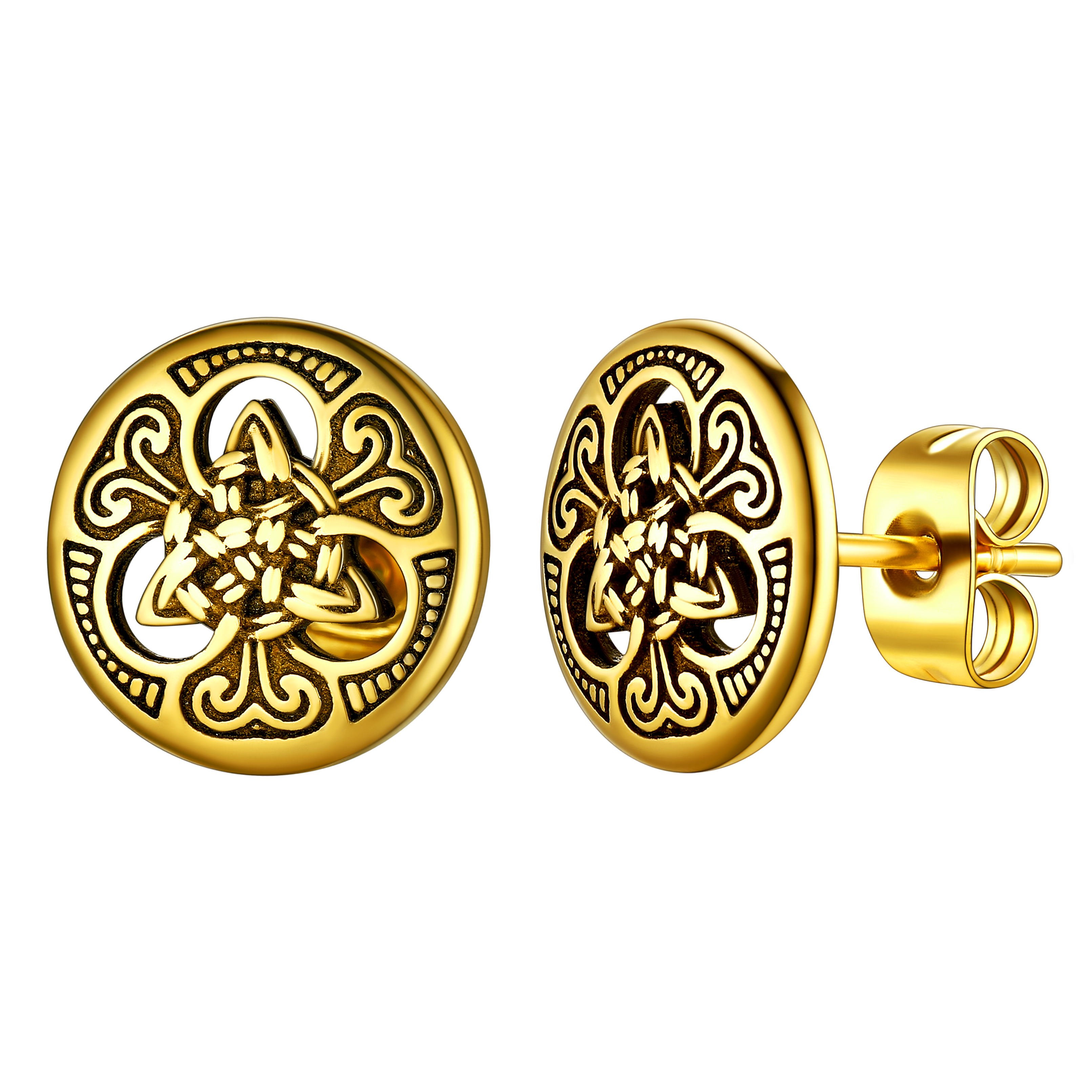 Round Irish Celtic Knot Stud Earrings For Men