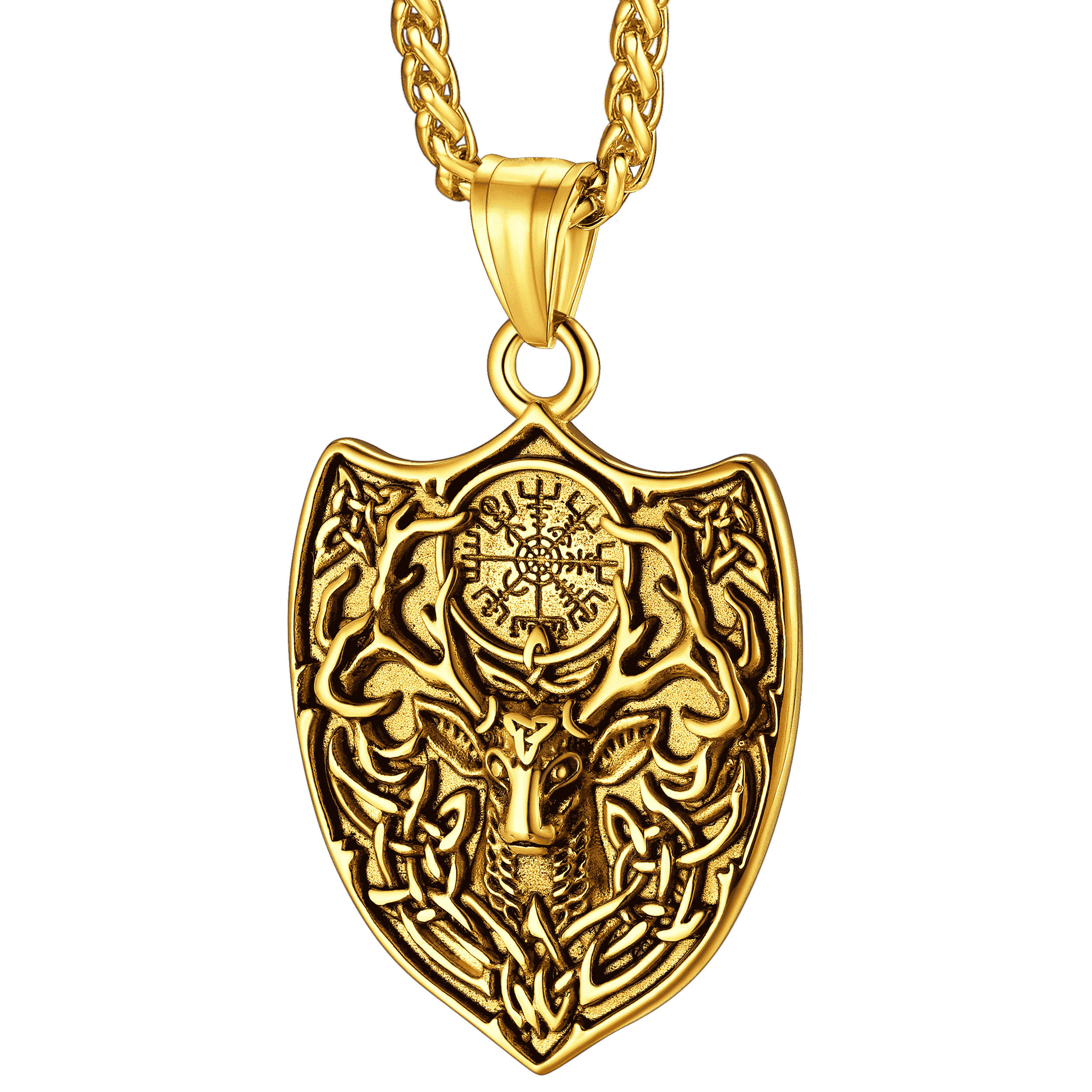 Norse Viking Compass Deer Necklace For Men