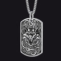 Engraved Viking Celtic Wolf Dog Tag Necklace for Men