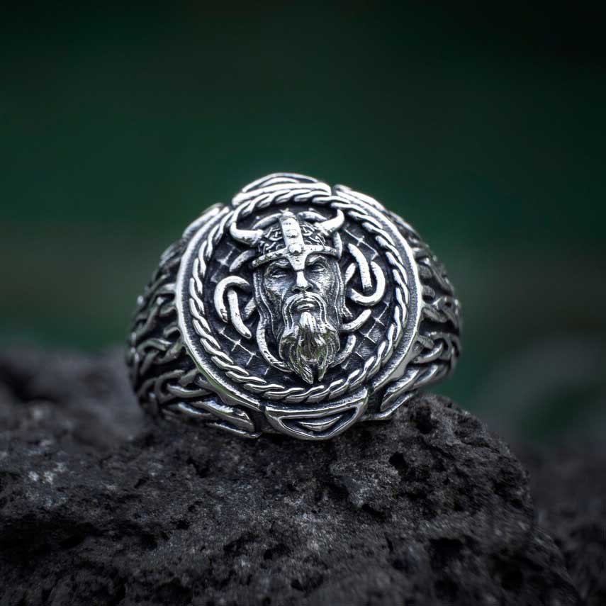 Odin Head Totem Tribal Celtic Knot Ring