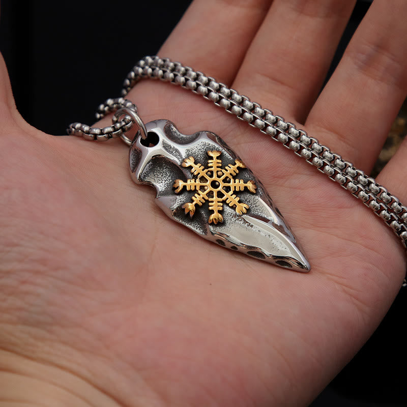 Viking Arrowhead Helm Of Awe Shield Necklace