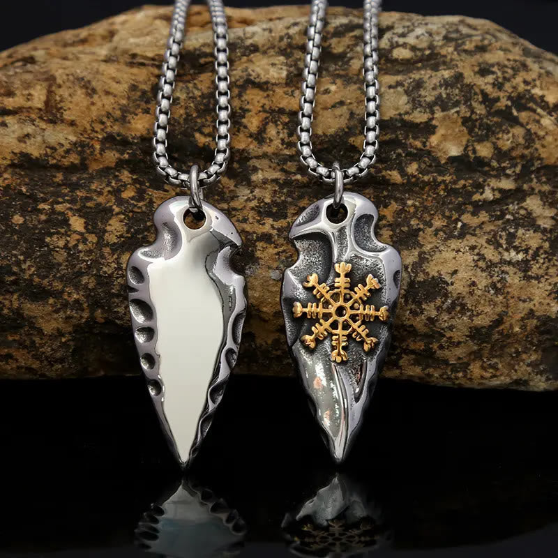 Viking Arrowhead Helm Of Awe Shield Necklace