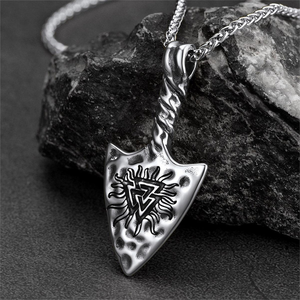 Viking Gungnir Necklace with Valknut Amulet Jewelry for Men