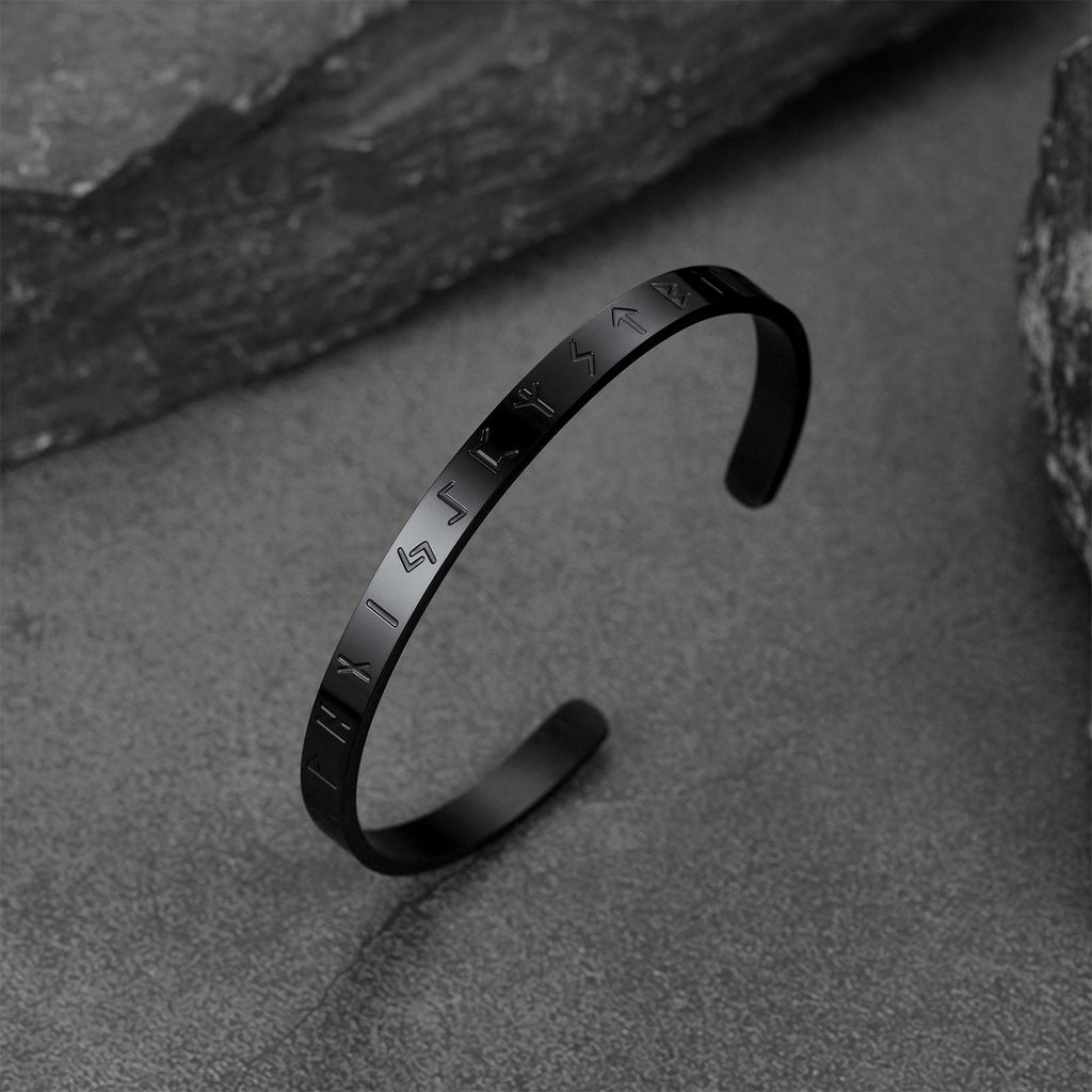 Norse Viking Runes Bangle Cuff Bracelet For Men