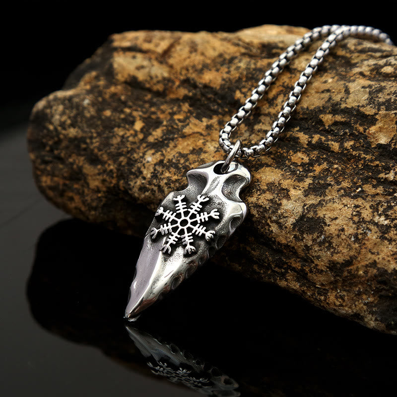 Viking Arrowhead Helm Of Awe Shield Necklace