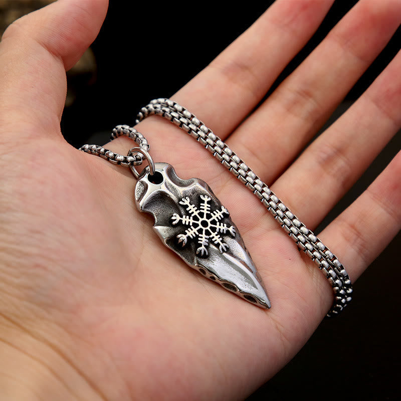 Viking Arrowhead Helm Of Awe Shield Necklace