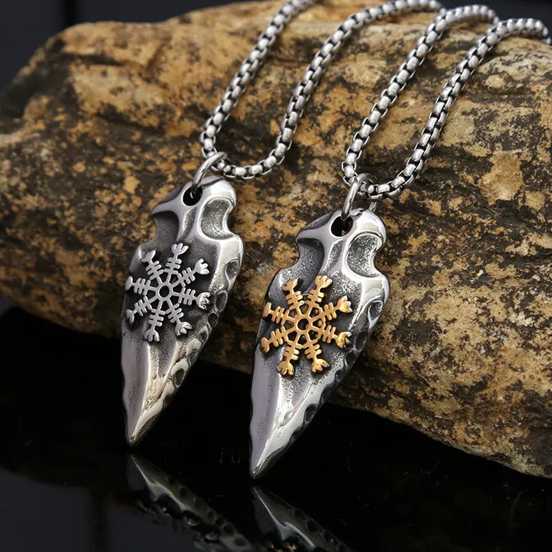 Viking Arrowhead Helm Of Awe Shield Necklace